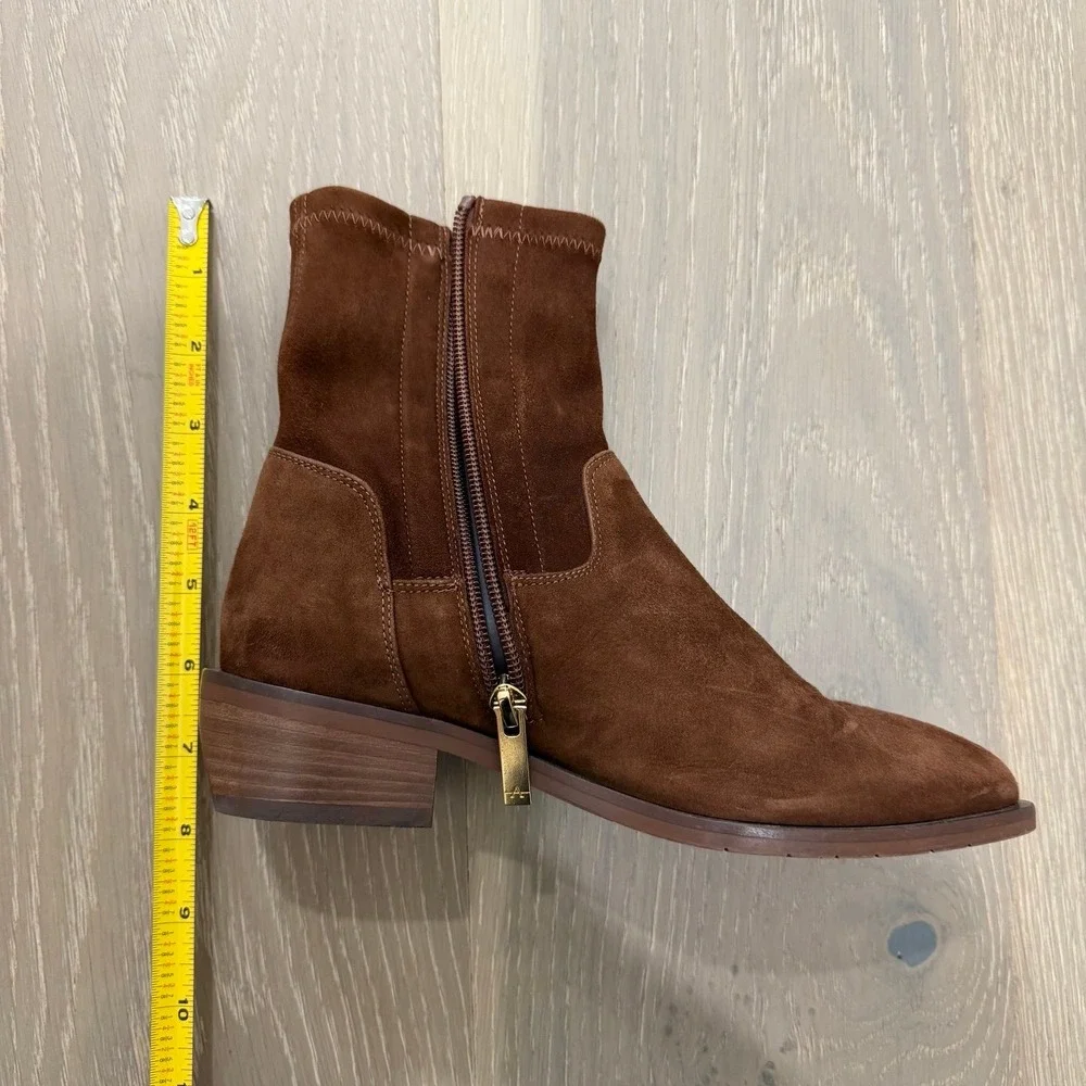 Aquatalia Boho Preppy Waterproof Brown Suede Boots Classic Pointy Square Toe 5